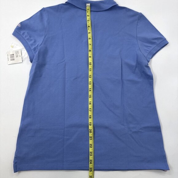 Vintage 90s Izod Polo Shirt Womens Large Blue Stretch 5-Button Preppy NEW - Picture 10 of 10